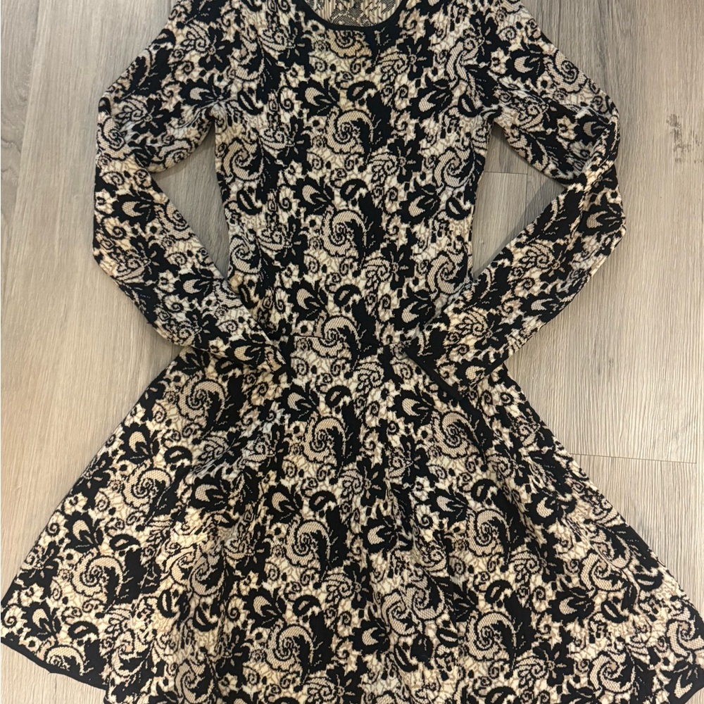 Elegant Black and Cream Lace Dress